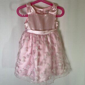 Youngland Girl's 3T Formal Dress Pink Layers Tulle Satin Sparkly Bow Pattern